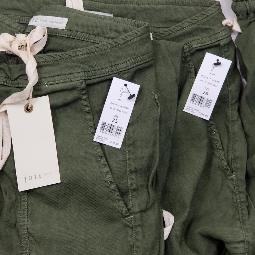 NWT Joie Jeans Army Green Tie Pants Made USA 25 26 - Picture 3 of 8